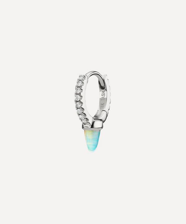 Maria Tash - 18ct 6.5mm Single Short Opal Spike Diamond Eternity Hoop Earring image number null