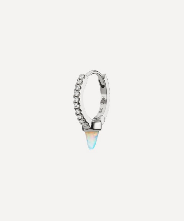 Maria Tash - 18ct 8mm Single Short Opal Spike Diamond Eternity Hoop Earring image number null