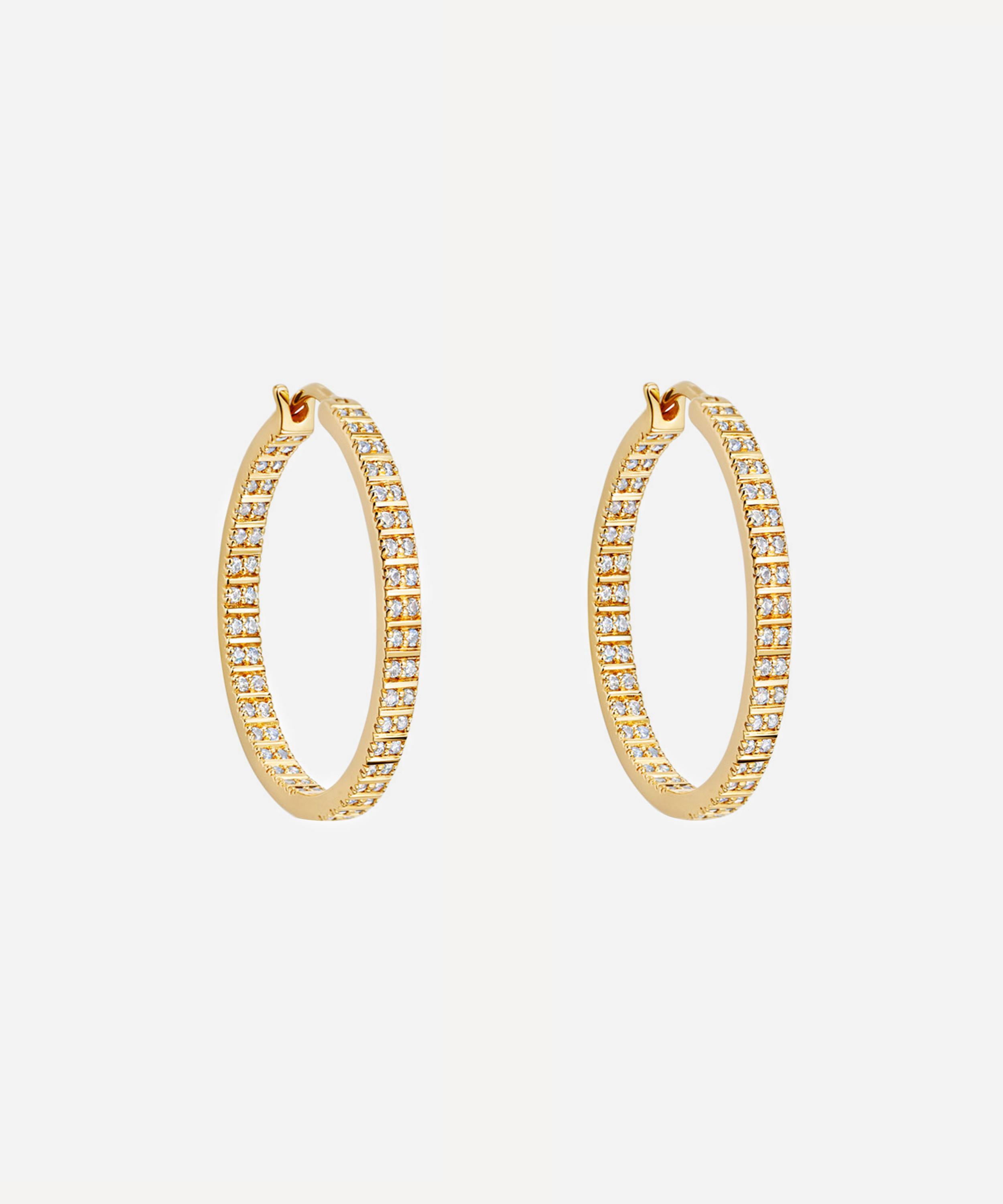 Astley Clarke - Gold Plated Vermeil Silver Celestial Large Astra White Sapphire Hoop Earrings image number null