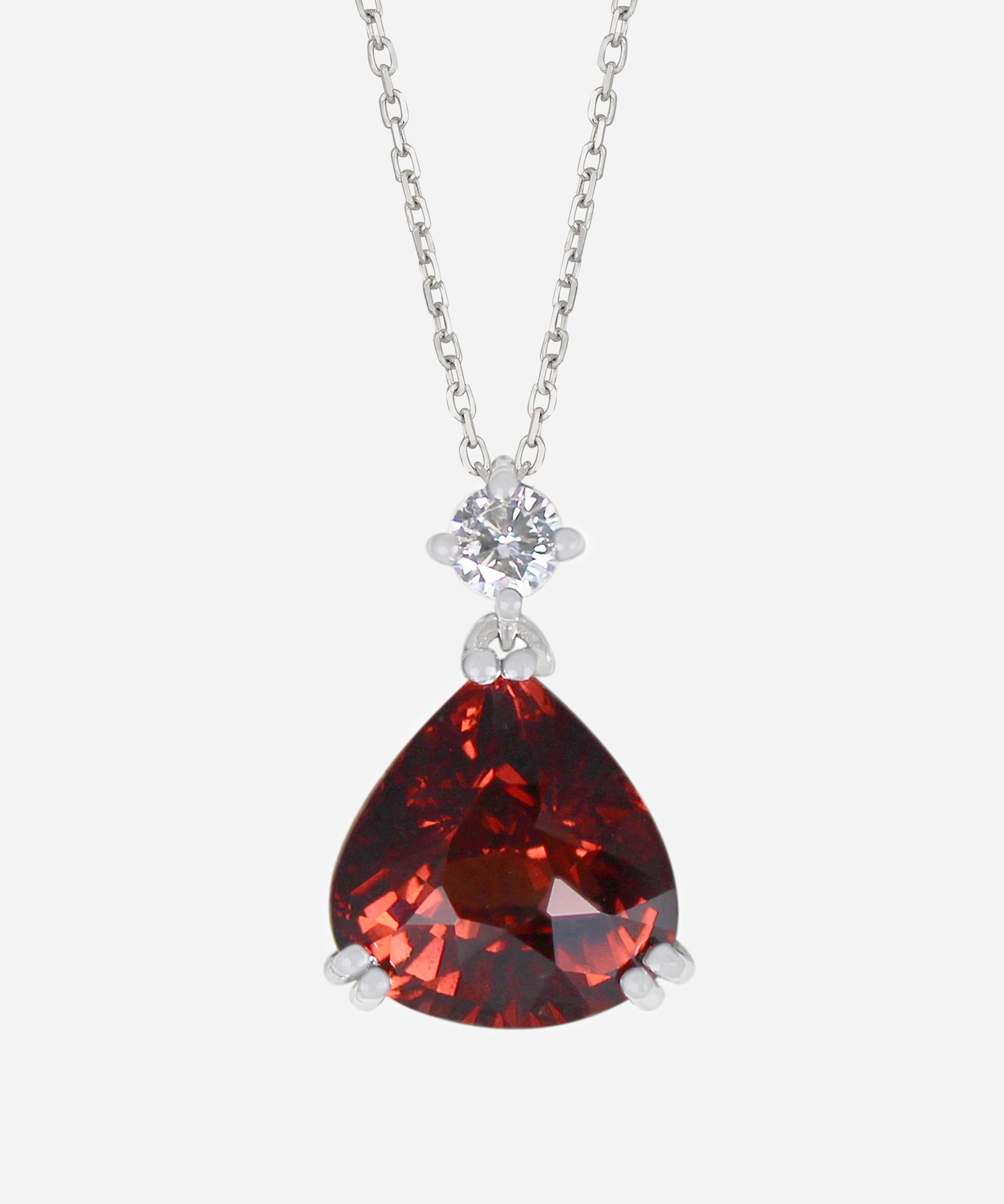 Kojis - 18ct White Gold Diamond and Rhodolite Garnet Pendant Necklace image number 0