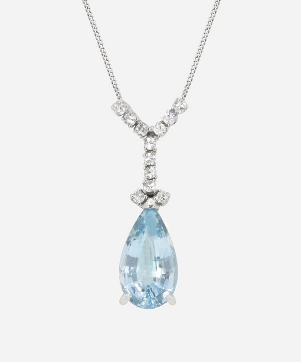 Kojis - 18ct White Gold Aquamarine and Diamond Pendant Necklace image number null