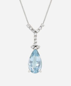 Kojis - 18ct White Gold Aquamarine and Diamond Pendant Necklace image number 0