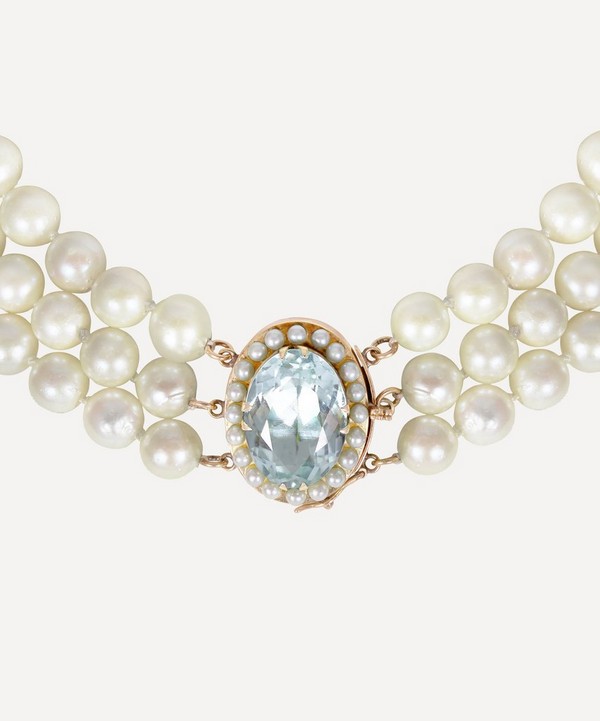 Kojis - Aquamarine and Pearl Three Row Necklace image number null
