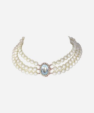 Kojis - Aquamarine and Pearl Three Row Necklace image number 1