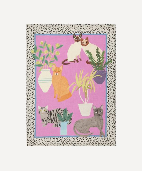 Avenida Home - Cats Linen Tea Towel image number 0
