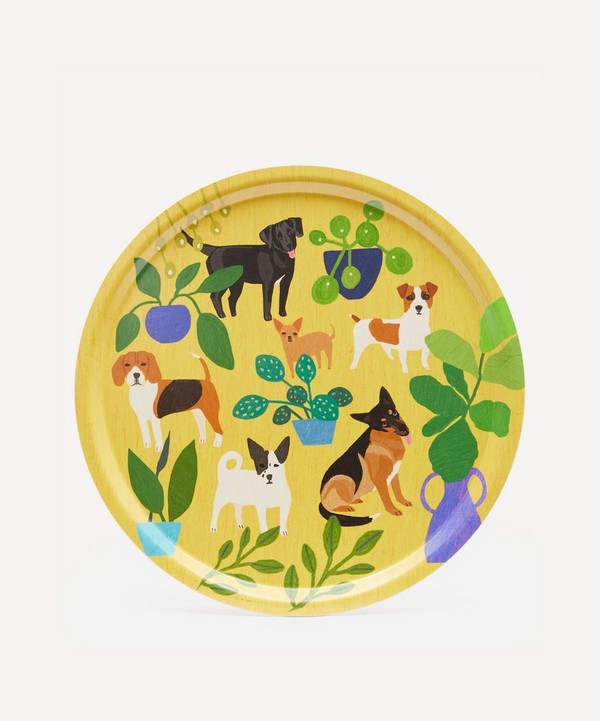 Avenida Home - Dogs Round Birch Wood Tray image number null