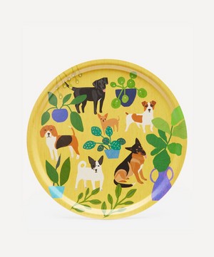 Avenida Home - Dogs Round Birch Wood Tray image number 0