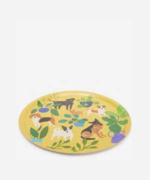 Avenida Home - Dogs Round Birch Wood Tray image number 1