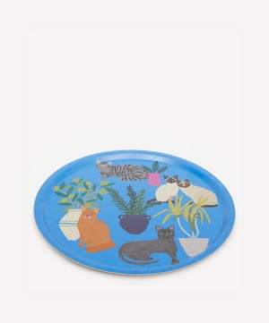 Avenida Home - Cats Round Birch Wood Tray image number 1