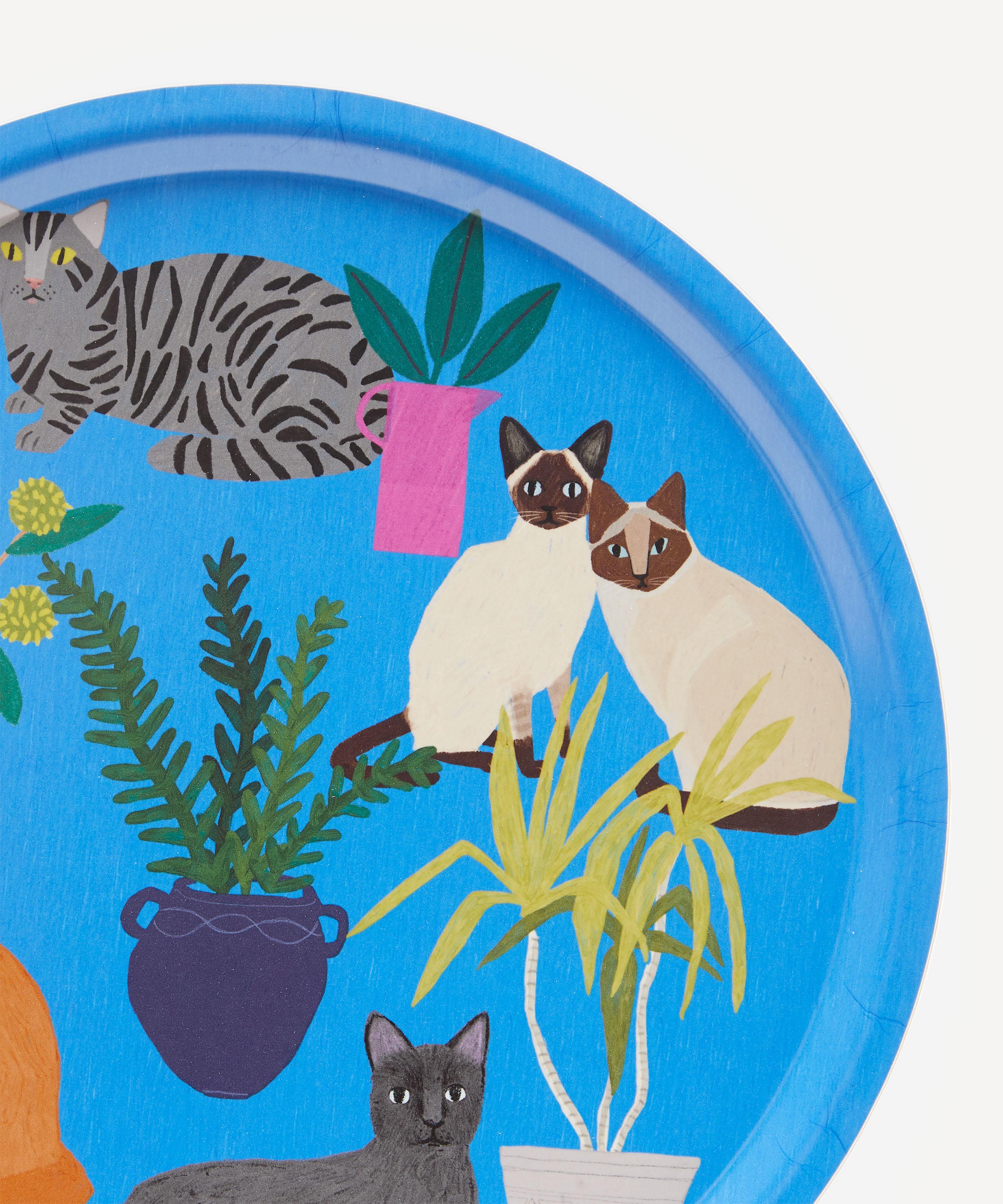 Avenida Home - Cats Round Birch Wood Tray image number 3