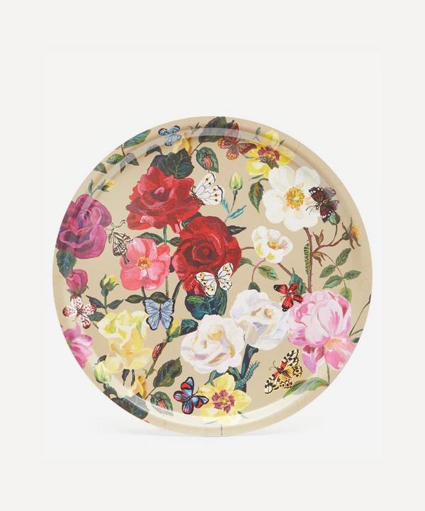 Avenida Home - Roses Round Birch Wood Tray image number null