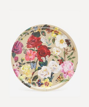 Avenida Home - Roses Round Birch Wood Tray image number 0