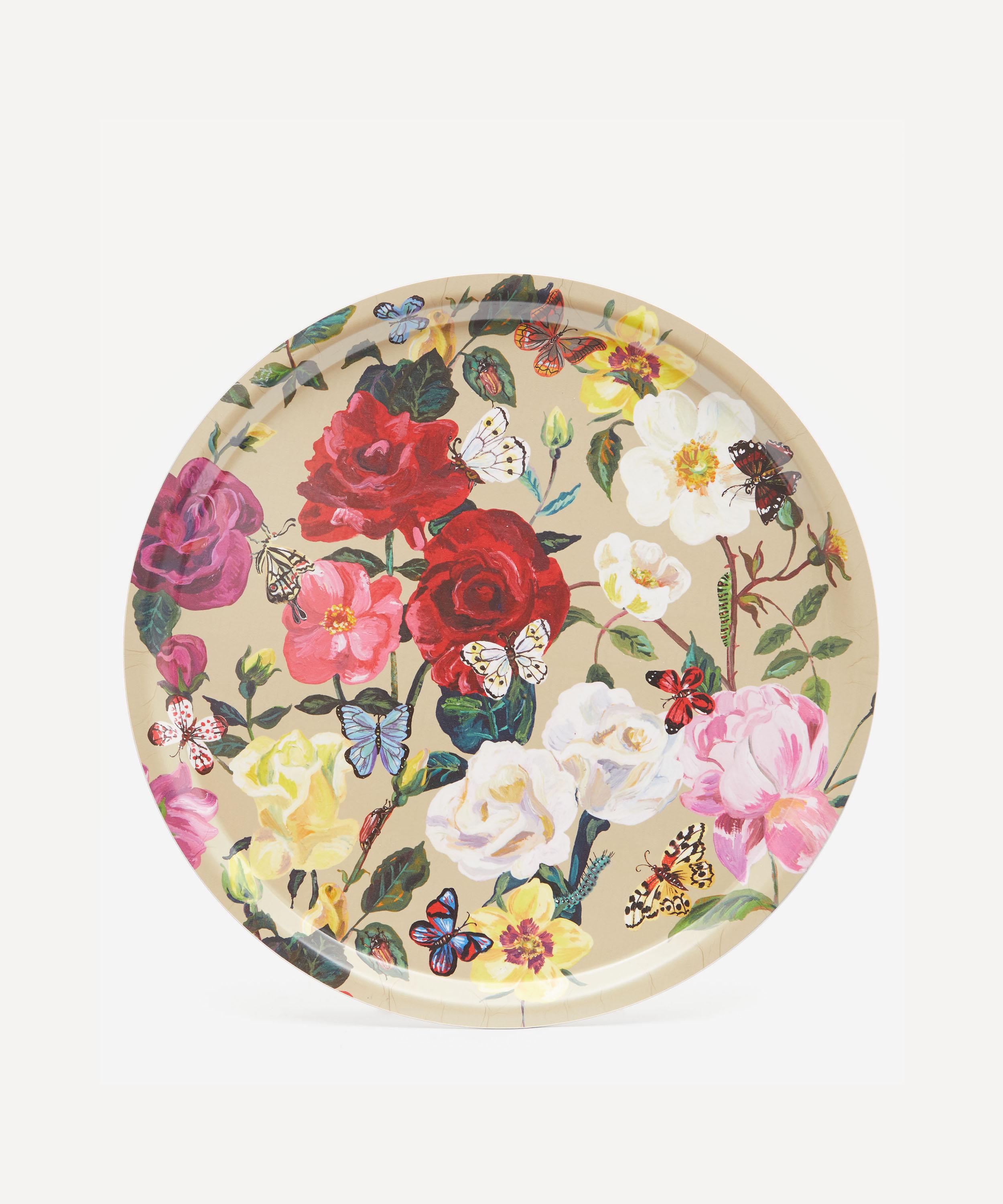 Avenida Home - Roses Round Birch Wood Tray