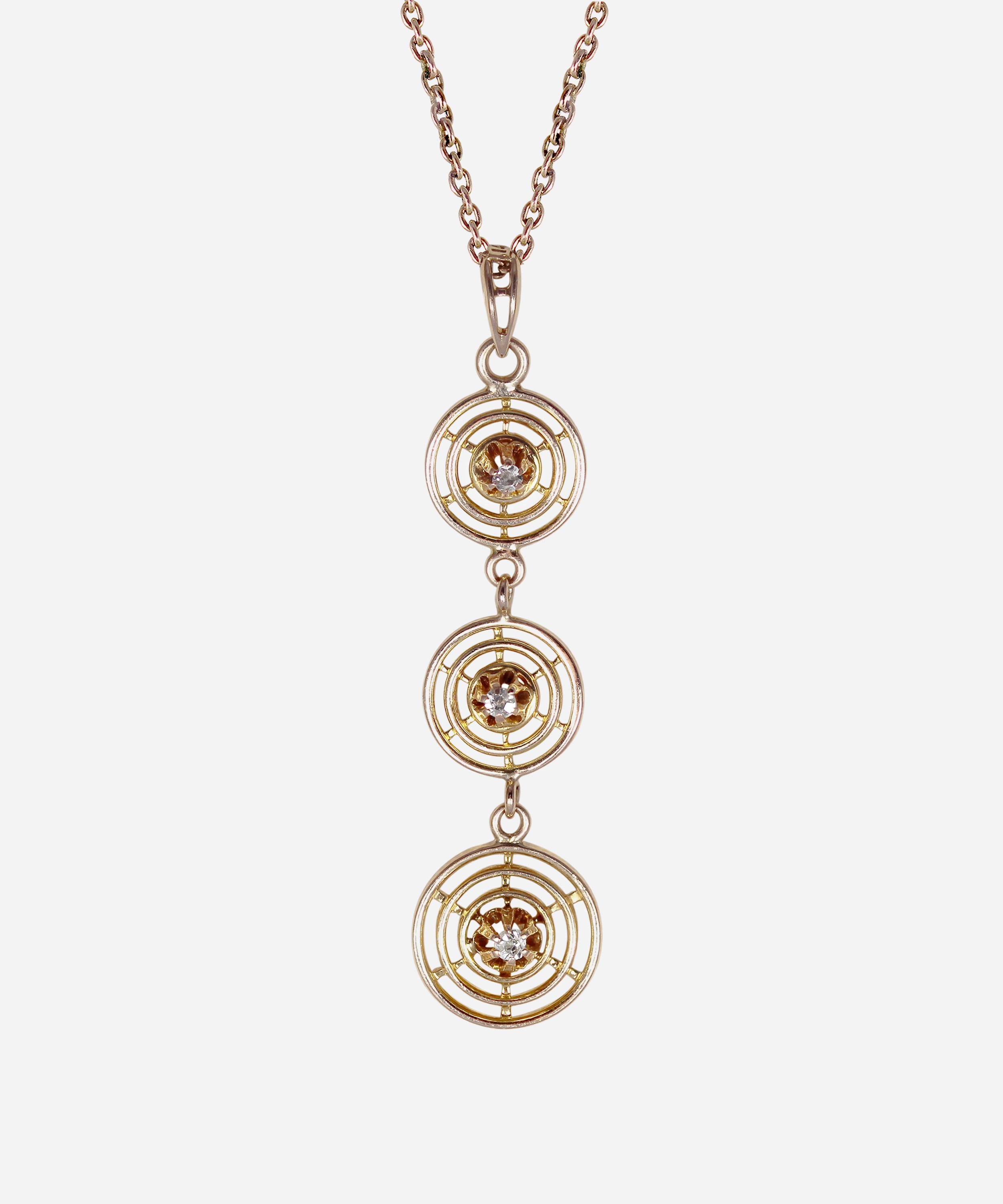 Kojis - Gold Antique Diamond Target Pendant Necklace image number 0