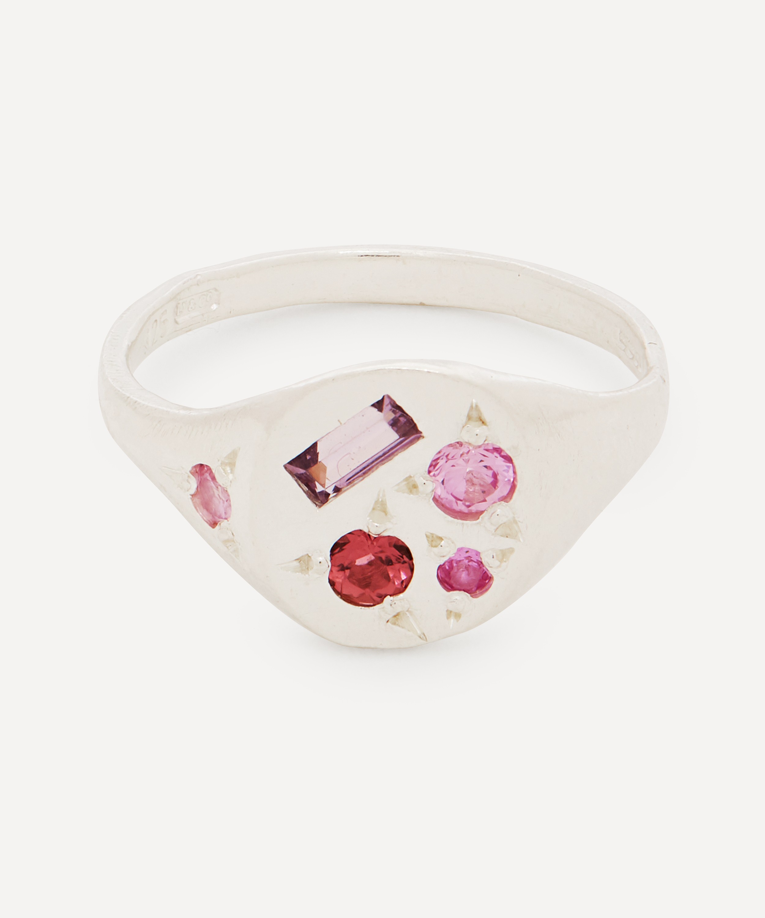Seb Brown - Silver Neapolitan Pink Sapphire and Tourmaline Signet Ring