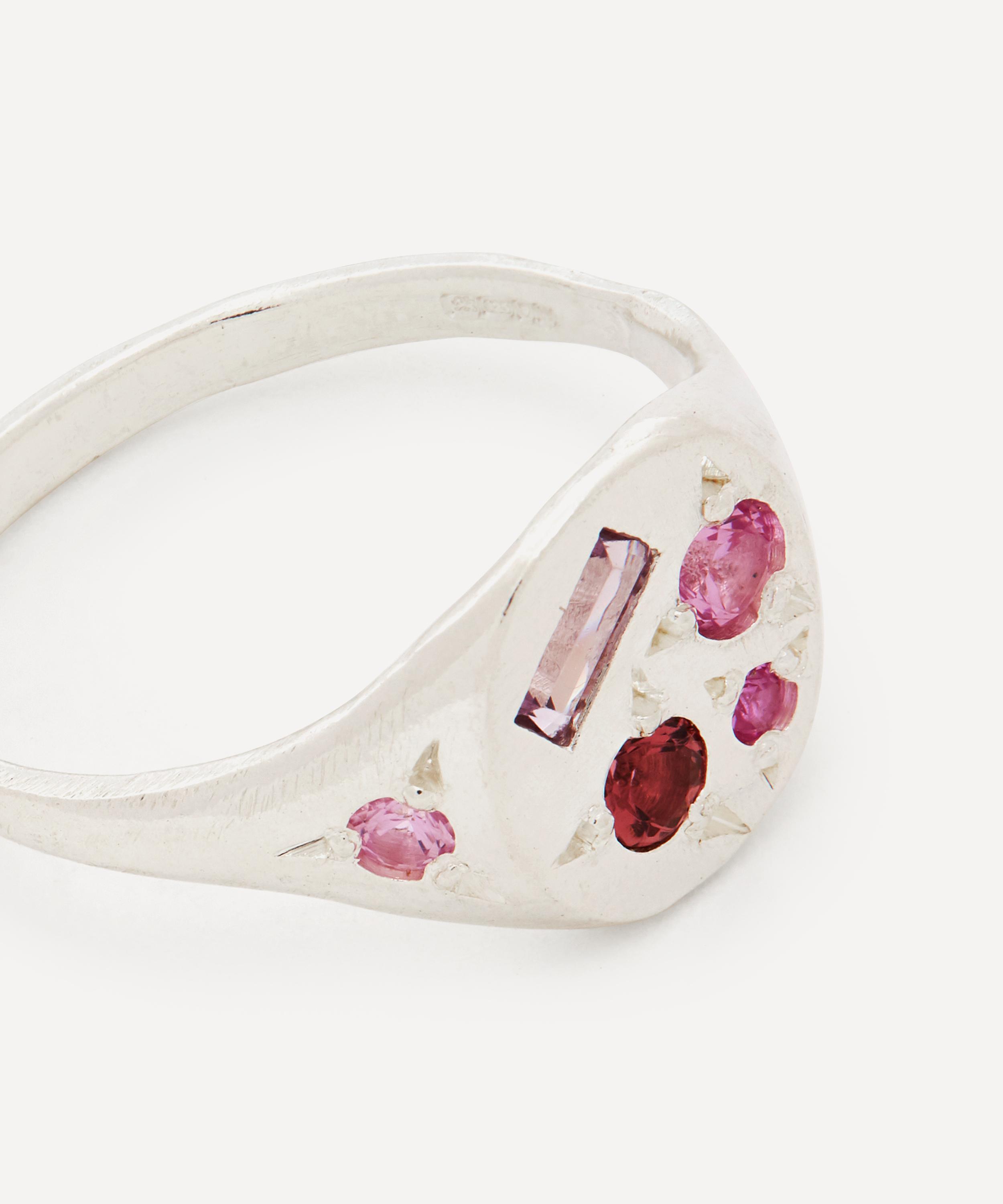 Seb Brown - Silver Neapolitan Pink Sapphire and Tourmaline Signet Ring image number 3