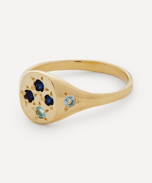 Seb Brown - 9ct Gold Blue Neapolitan Multi-Stone Signet Ring image number 2
