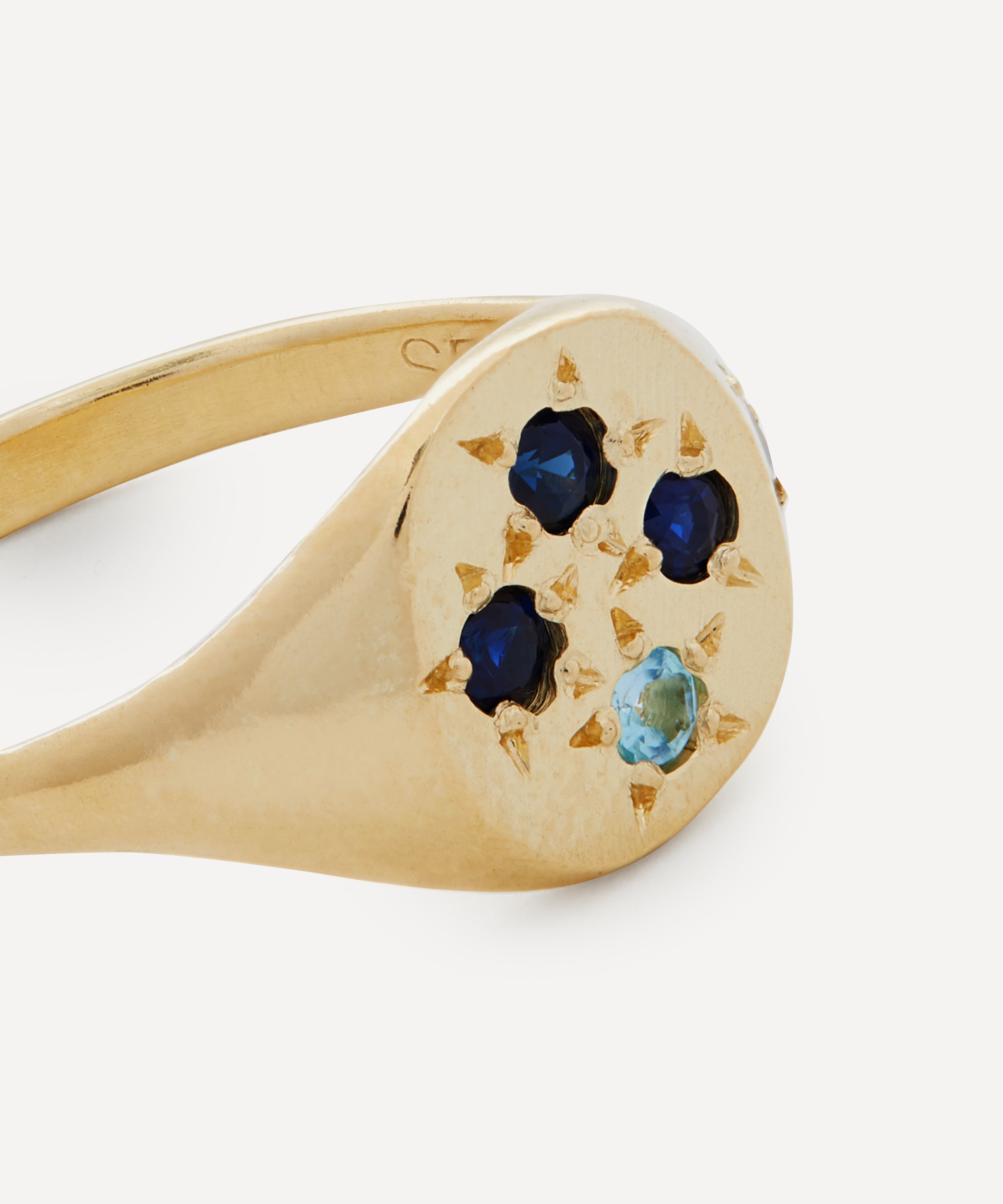 Seb Brown - 9ct Gold Blue Neapolitan Multi-Stone Signet Ring image number 3
