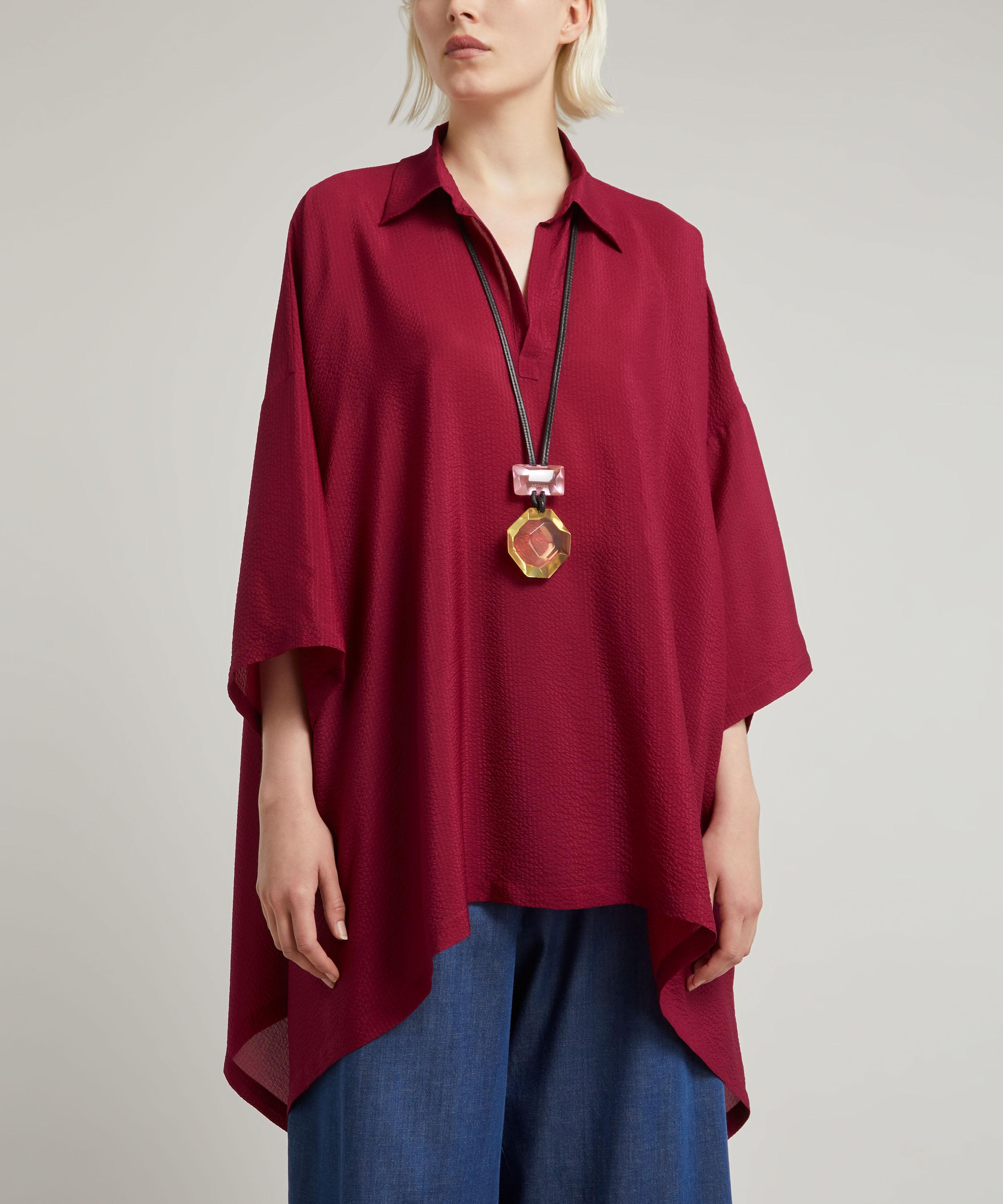 Eskandar Women's Open Collar Satin Shirt