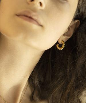 Otiumberg - 14ct Gold Plated Vermeil Silver Mini Chunky Twist Hoop Earrings image number 1