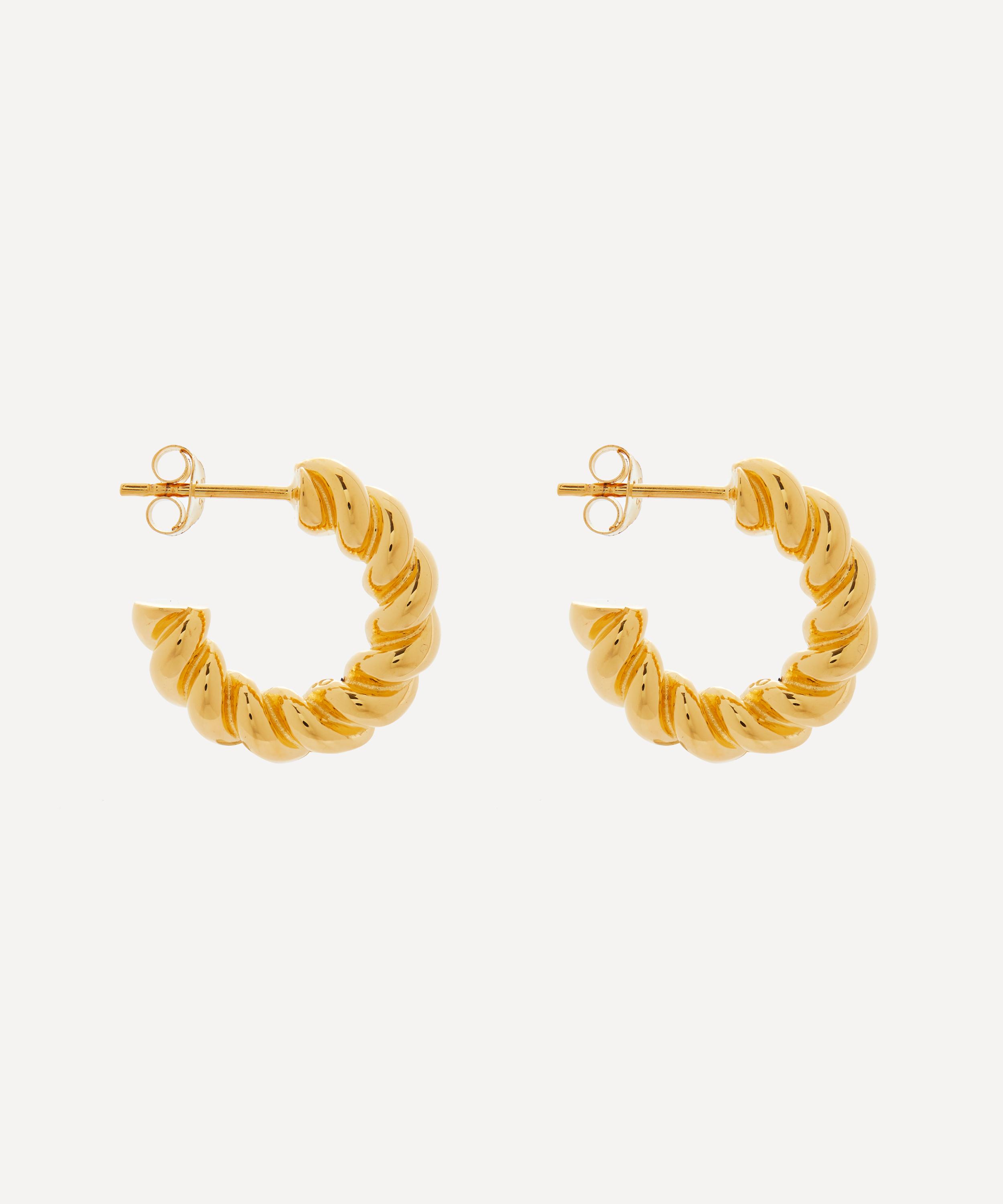 Otiumberg - 14ct Gold Plated Vermeil Silver Mini Chunky Twist Hoop Earrings image number 2