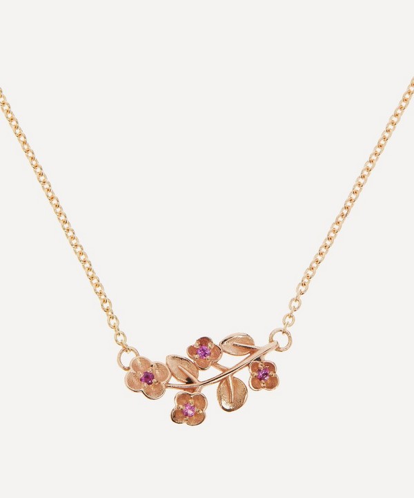 Liberty - 9ct Rose Gold Blossom Pink Sapphire Pendant Necklace image number null
