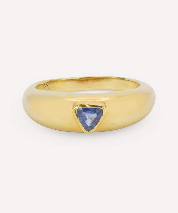 Kojis - Gold Trillion Cut Sapphire Ring image number null
