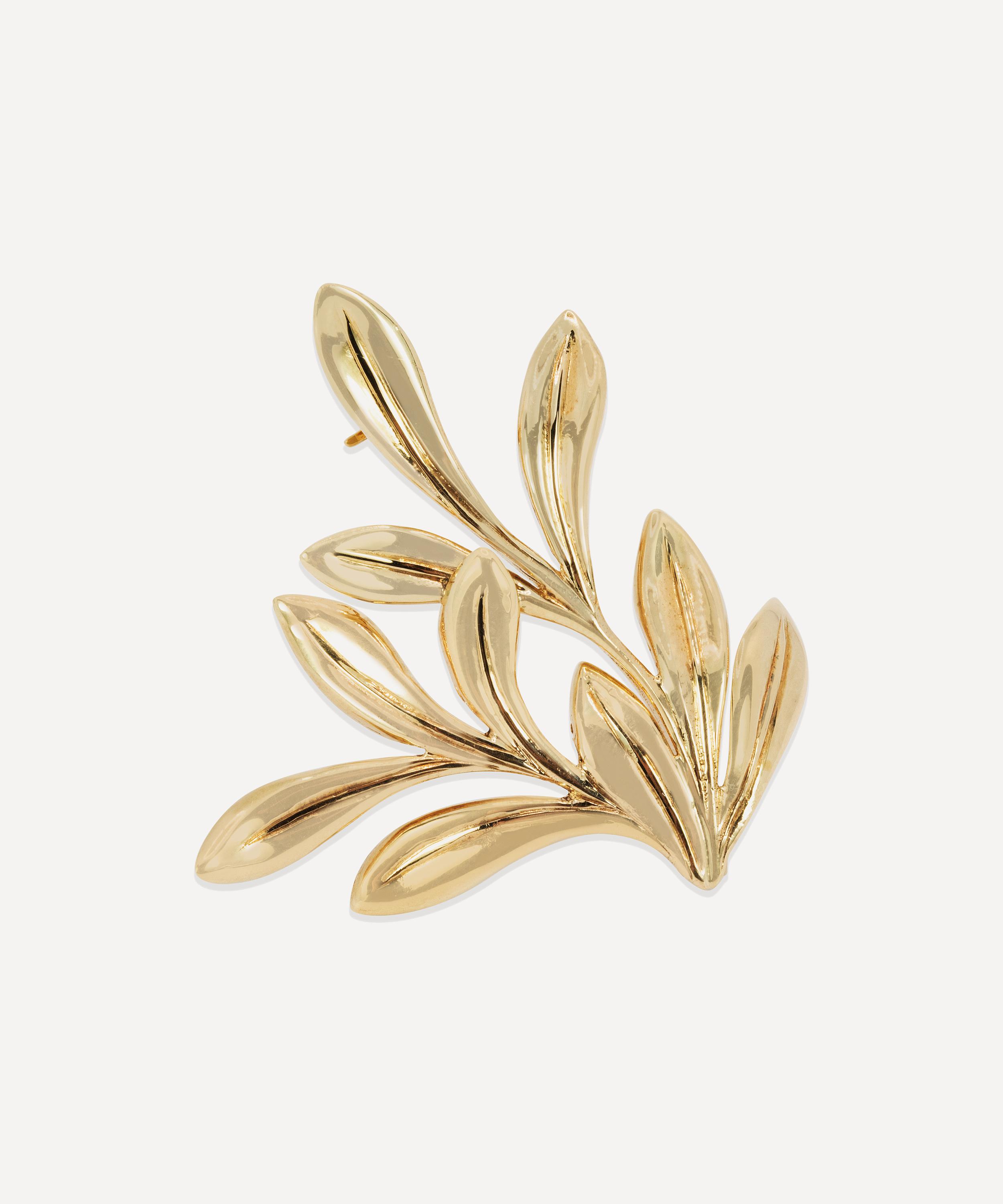 Kojis - 9ct Gold 1970s Arts and Crafts Mistletoe Brooch image number 0