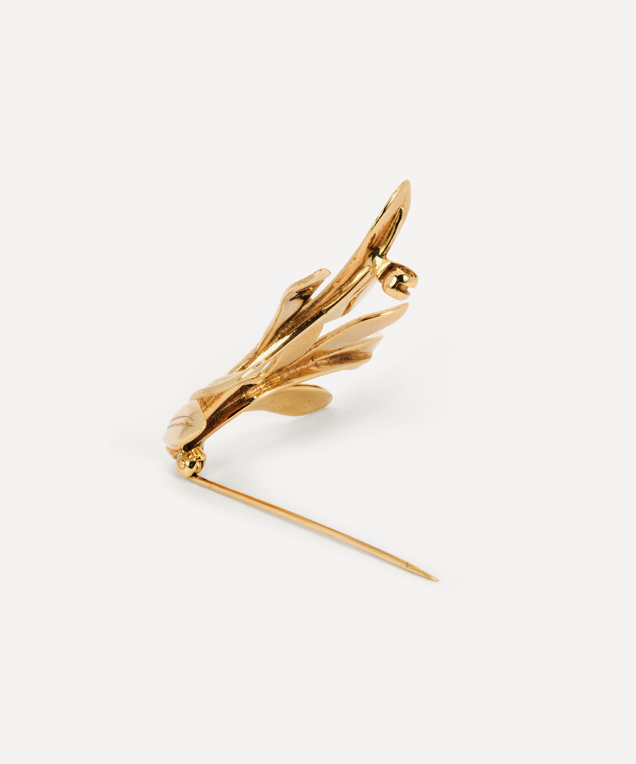 Kojis - 9ct Gold 1970s Arts and Crafts Mistletoe Brooch image number 2