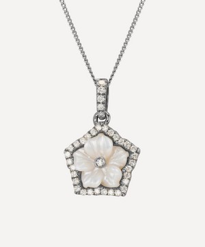 Kojis - Diamond and Mother of Pearl Flower Pendant Necklace image number 0