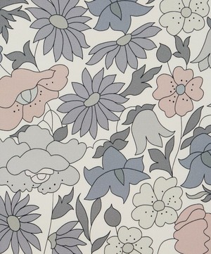 Liberty Interiors - Fabric Swatch - Poppy Meadowfield Cotton Sateen in Pewter image number 1