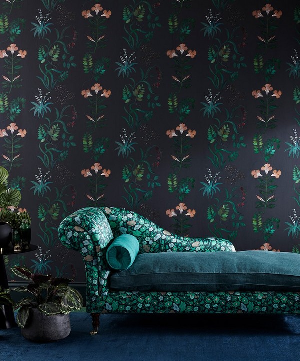 Liberty Interiors - Botanical Stripe Wallpaper in Jade image number 1