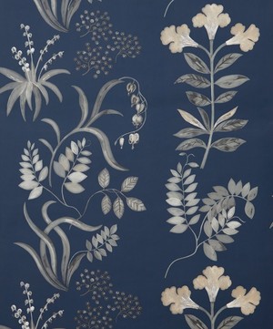 Liberty Interiors - Botanical Stripe Wallpaper in Pewter Blue image number 3