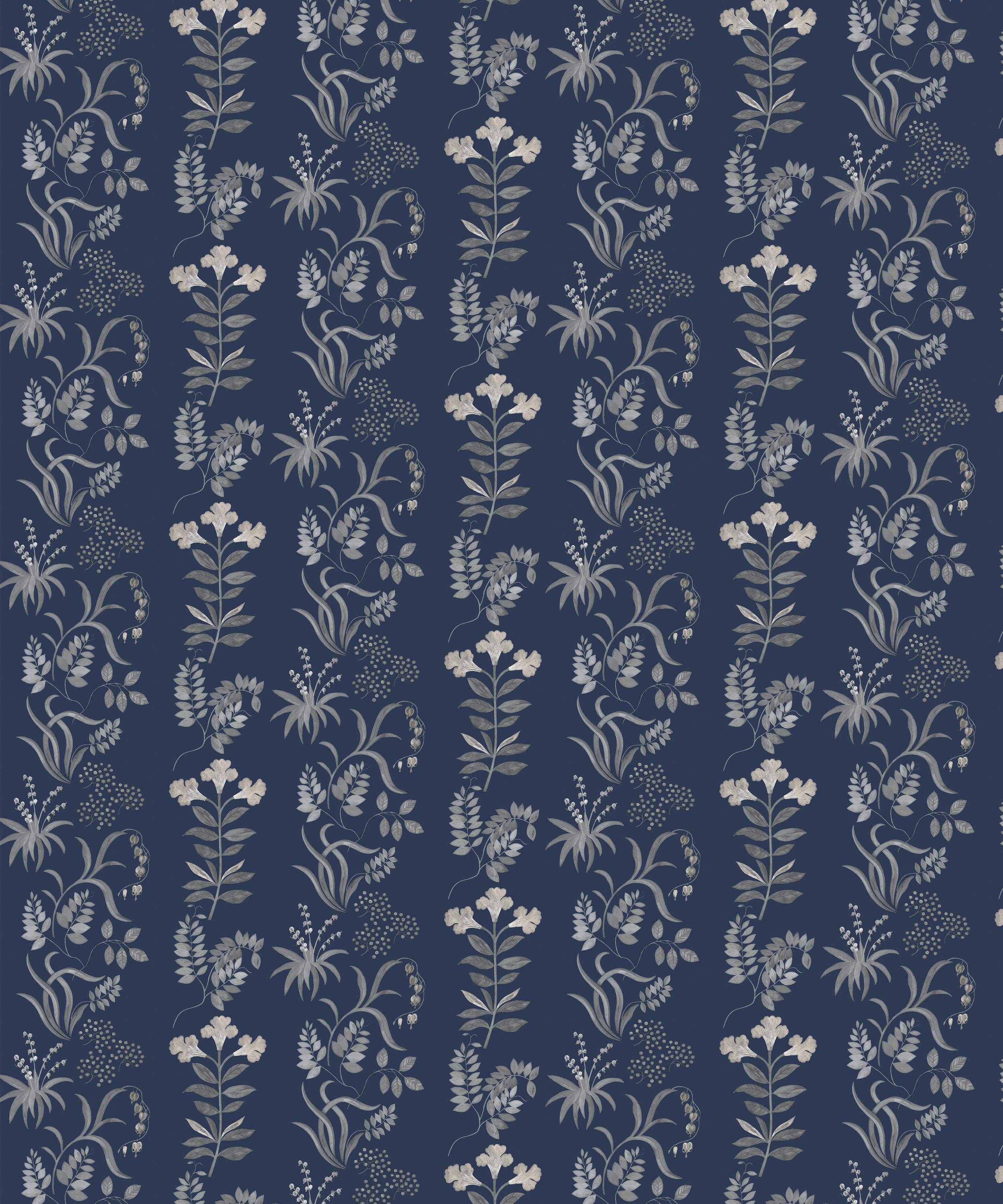 Liberty Interiors - Botanical Stripe Wallpaper in Pewter Blue image number 5