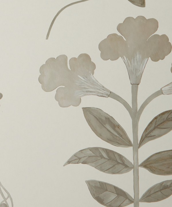Liberty Interiors - Botanical Stripe Wallpaper in Pewter White image number null