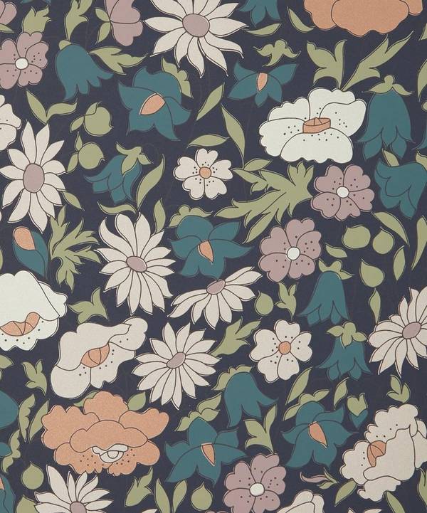 Liberty Interiors - Poppy Meadowfield Wallpaper in Pewter Blue