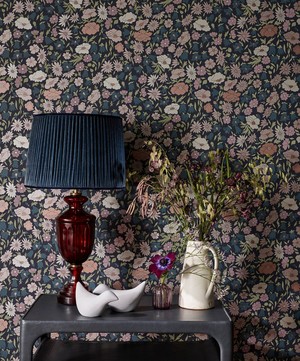 Liberty Interiors - Poppy Meadowfield Wallpaper in Pewter Blue image number 1