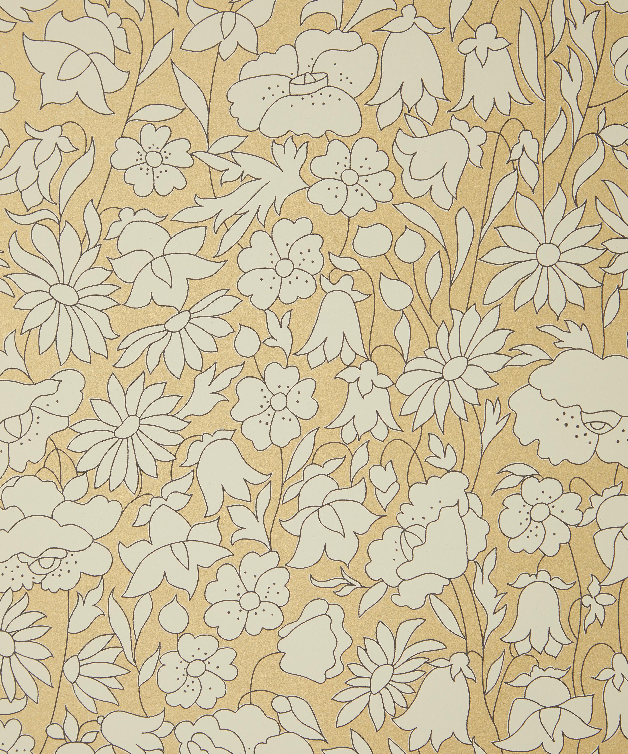 Liberty Interiors - Poppy Meadow Wallpaper in Pewter Gold