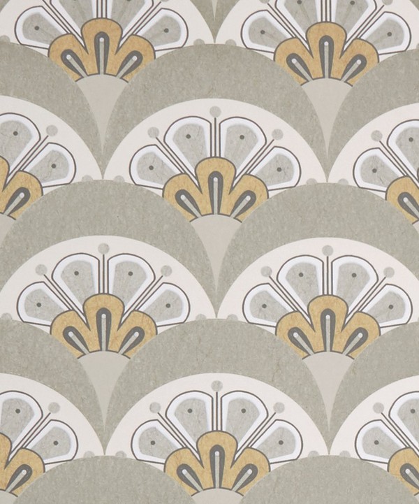 Liberty Interiors - Deco Scallop Wallpaper in Pewter White image number null