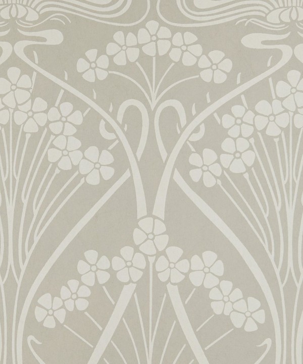 Liberty Interiors - Ianthe Mono Wallpaper in Pewter White image number null