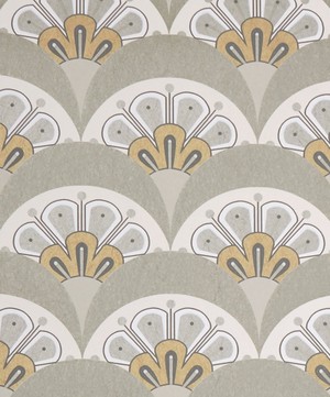 Liberty Interiors - Wallpaper Swatch - Deco Scallop in Pewter White image number 1