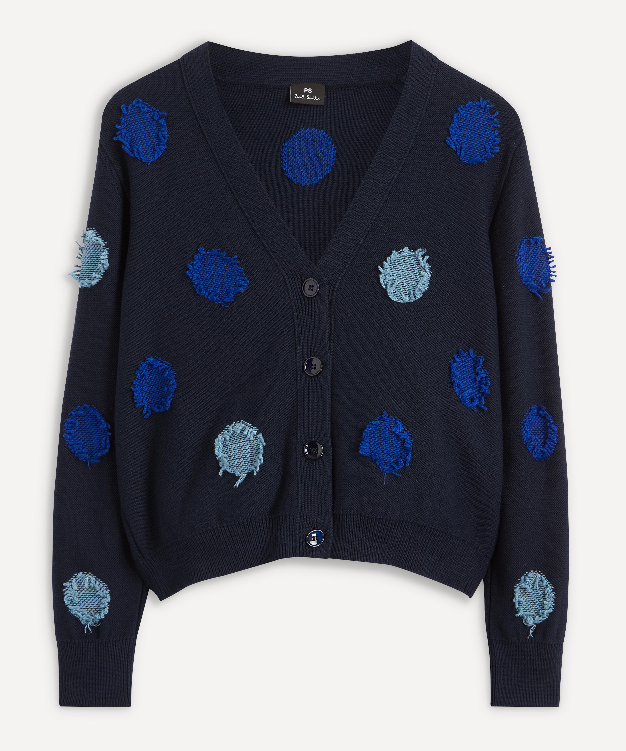 navy spot cardigan