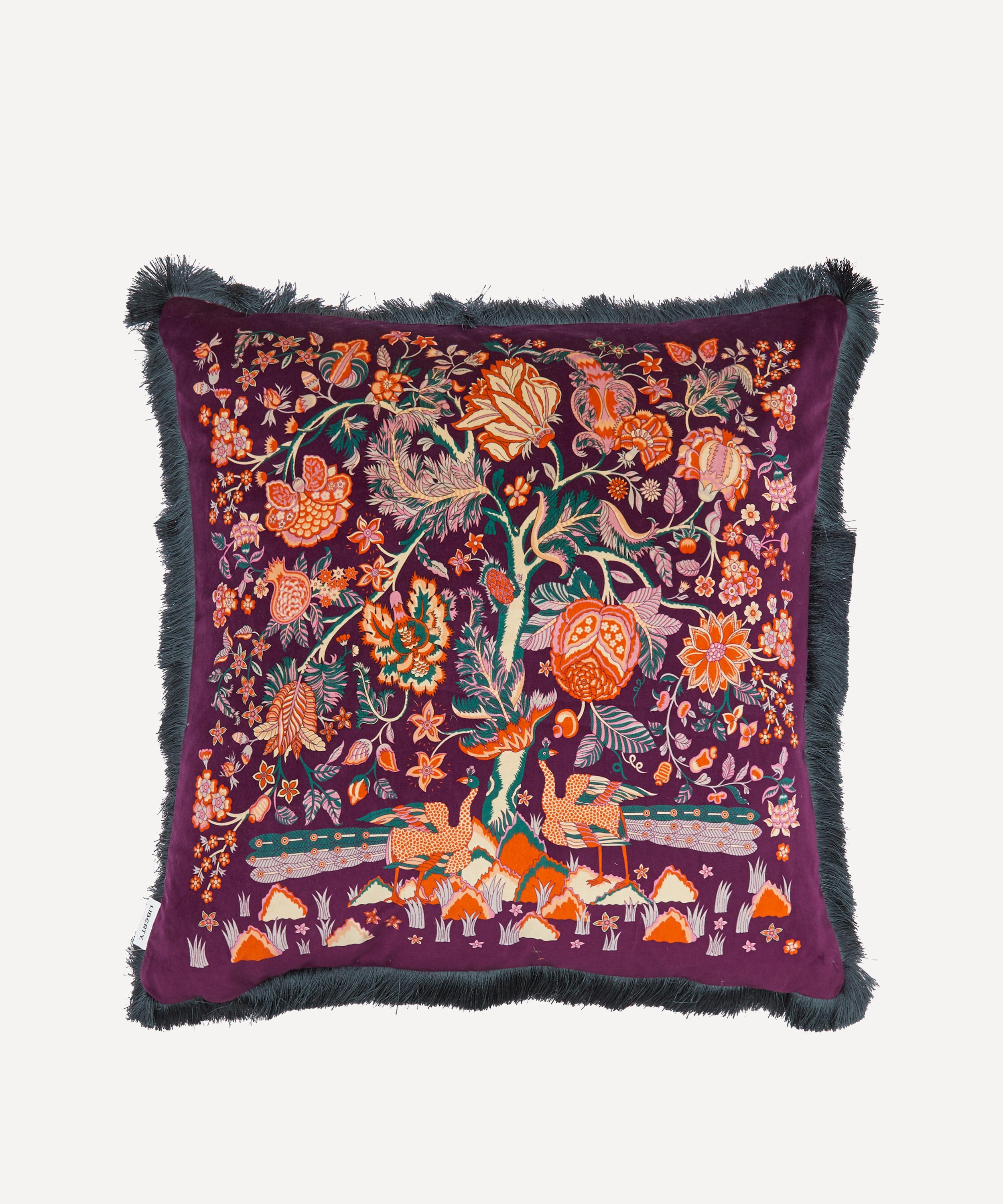 Liberty - Tree of Life Fringed Velvet Cushion image number 0