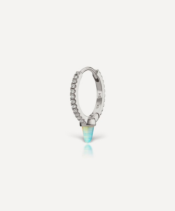 Maria Tash - 18ct 9.5mm Single Short Opal Spike Diamond Eternity Hoop Earring image number null