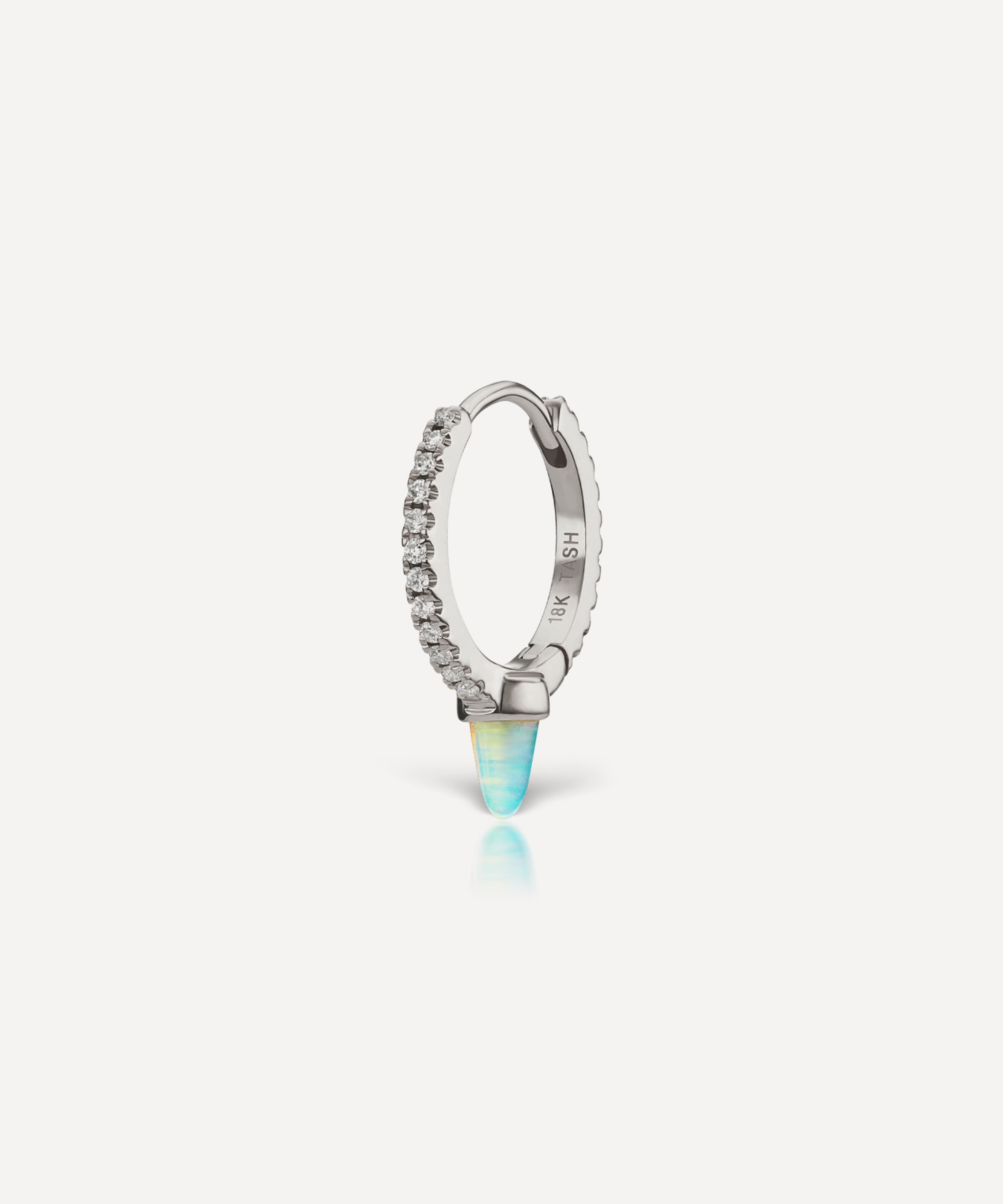 Maria Tash - 18ct 9.5mm Single Short Opal Spike Diamond Eternity Hoop Earring image number 0