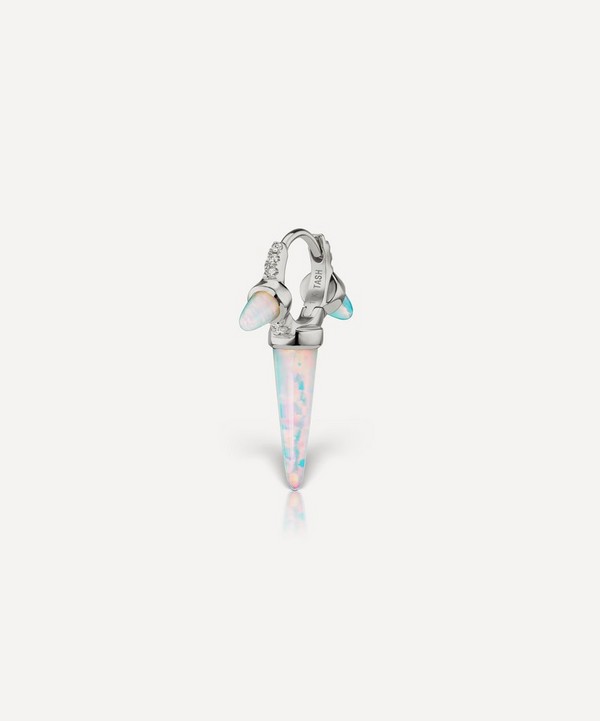Maria Tash - 18ct 6.5mm Triple Long Opal Spike Diamond Eternity Hoop Earring