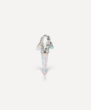 Maria Tash - 18ct 6.5mm Triple Long Opal Spike Diamond Eternity Hoop Earring image number 0