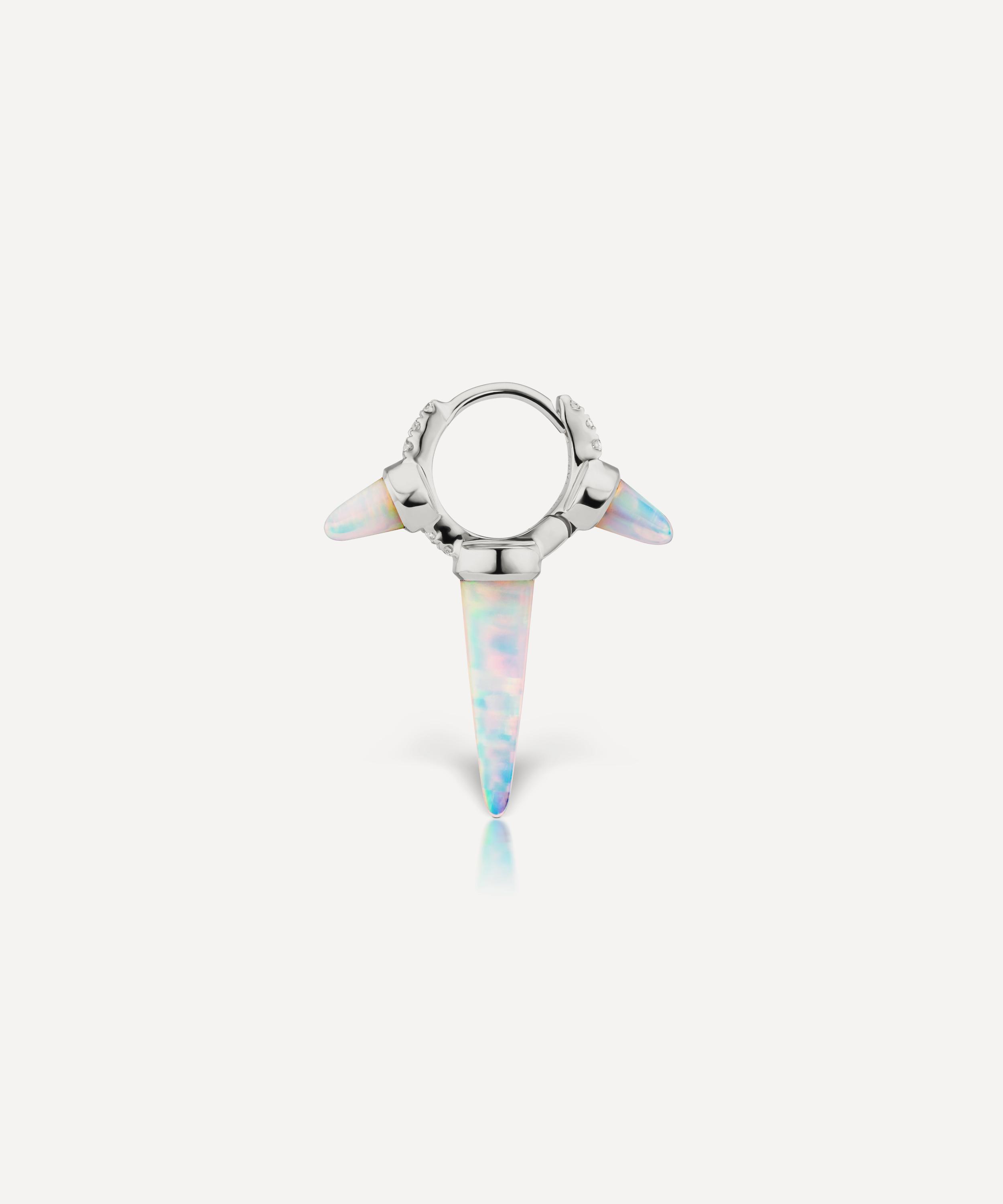 Maria Tash - 18ct 6.5mm Triple Long Opal Spike Diamond Eternity Hoop Earring image number 3