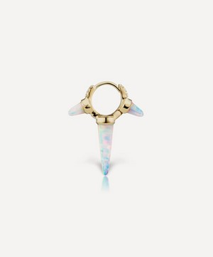 Maria Tash - 18ct 6.5mm Triple Long Opal Spike Diamond Eternity Hoop Earring image number 3