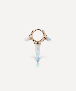 Maria Tash - 18ct 6.5mm Triple Long Opal Spike Diamond Eternity Hoop Earring image number 2
